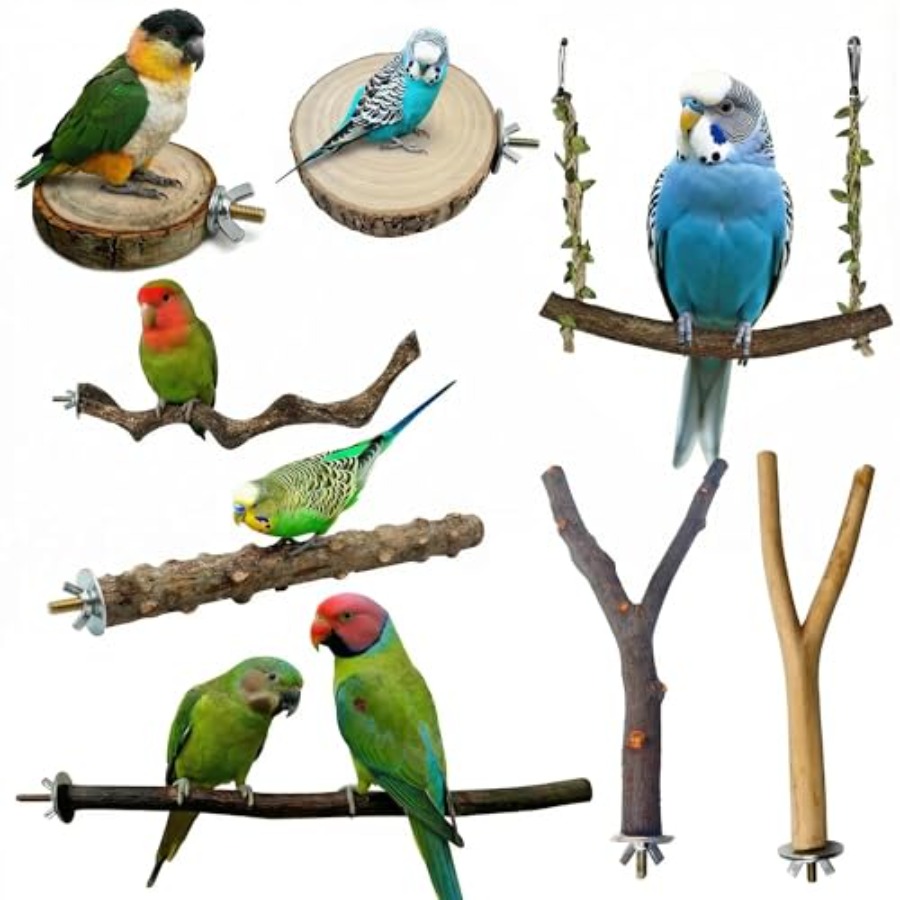 Health & Wellness Pay - 8PCS tempat bertengger burung dari kayu